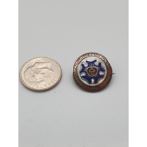 Jewelry - Vintage Antique Lutheran Sunday School Pin Enamel Brooch Religious Faith